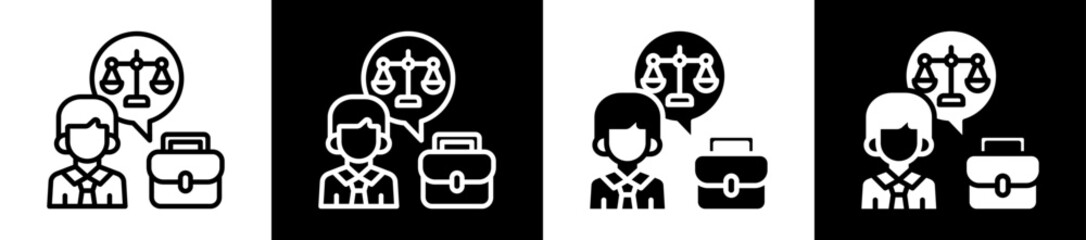 Employee Rights Icon Set In Black And White Filled Style Collection