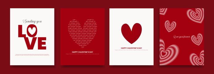 Fototapeta premium Happy Valentine’s Day Love Poster with Heart Typography Design Valentine’s Day Love Background with Heart Pattern and Romantic Text, vector illustration.