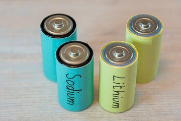 Litium and sodium ion batteries as sustainable energy storage comparison concept