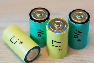 Litium and sodium ion batteries as sustainable energy storage comparison concept