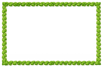 Green leaf border frame with botanical foliage pattern and small berries creating natural organic design on transparent background