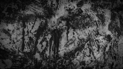 Abstract Dark Grunge Texture with Distressed Black and White Patterns
