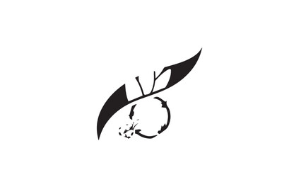 Minimalist black and white bee silhouette with curved wings design.