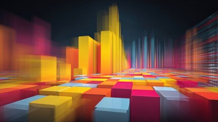 Operational Efficiency Represented Through Structured Abstract Layers in Bright Colors and Geometric Shapes for Visual Impact