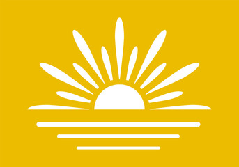 Sun with water icon. Stencil sea sunrice clip art. Vector stock illustration