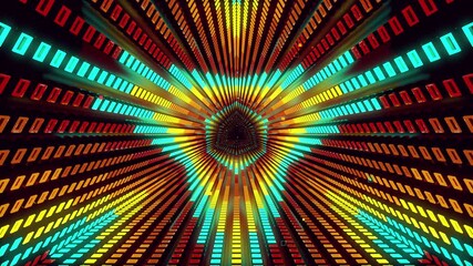 4k Hypnotic neon vortex tunnel loop for LED video walls and electronic music festivals - Powered by Adobe