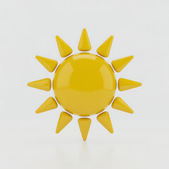 A glossy yellow sun icon with radiating spikes on a neutral background, representing solar power and bright sunny weather.