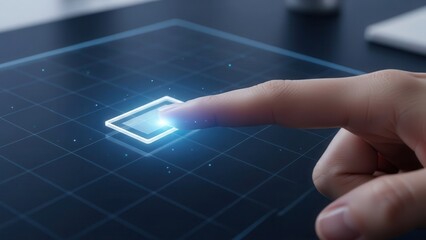 Index finger tapping virtual button highlighting interaction design