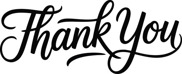 A simple yet elegant black Thank You script on a clean white surface conveying appreciation and gratitude