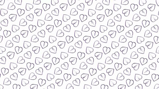 Hand-Drawn Heart Pattern Seamless Background &ndash; Pink Pastel Valentine Love Texture
