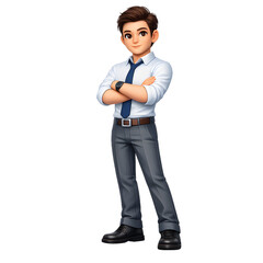 Confident Office Professional Standing with Crossed Arms - AI Generated