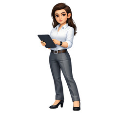 Professional Businesswoman Holding Digital Tablet - AI Generated