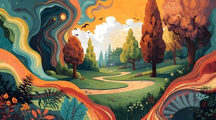 Away in forest near the trees .