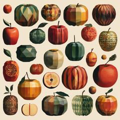 set of fruits and vegetables