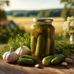 jars of pickled cucumbers