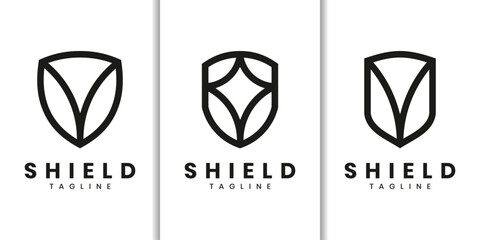 Minimalist shield logo design symbol