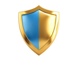 Shield emblem with blue and gold halves