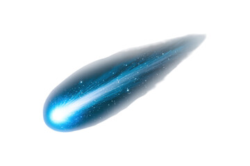 Blue Meteor Light Trail in Space