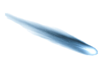 Long blue comet streaking across white space