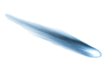 Long blue comet streaking across white space