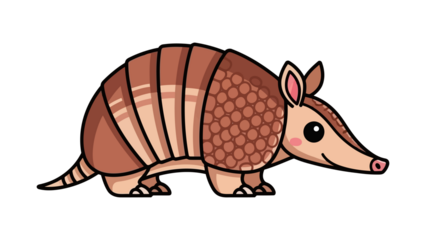 Cute cartoon armadillo illustration with a friendly expression and segmented armor