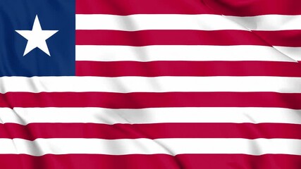 Realistic Liberia Flag Waving, 4K Loop, West Africa National Symbol