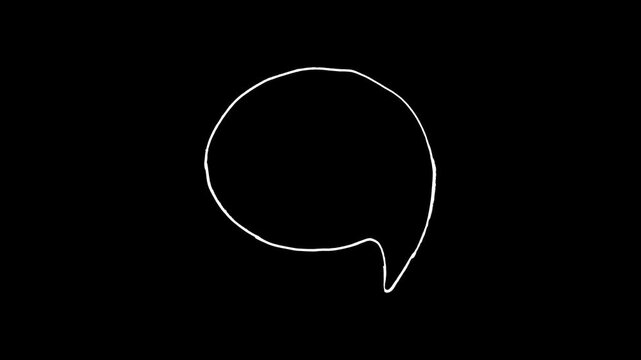 Simple white chalk-style circular dialogue box animation on black, versatile for adding text bubbles and captions to creative video projects and tutorials.
