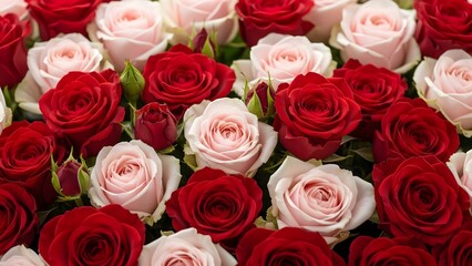 Obraz premium A beautiful bouquet of red and white roses arranged together