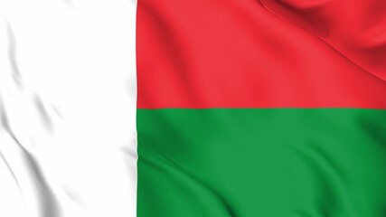 Realistic Madagascar Flag Waving, 4K Loop, East Africa Island National Symbol