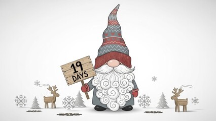 Christmas countdown gnome with reindeer decoration