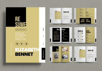 Resume Booklet Template, Clean Professional CV Portfolio Design