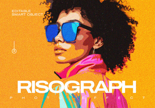Risograph Printing Halftone Effect Mockup