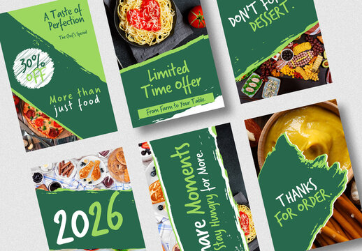 Set of Rustic Food and Culinary Promotion Social Media Story Templates