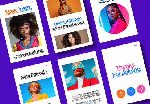 Set of Vibrant Podcast Conversation and New Episode Story Templates
