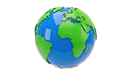 Fototapeta premium 3D Globe with Continents on White Background