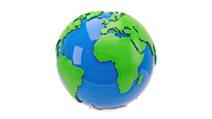 3D Globe with Continents on White Background