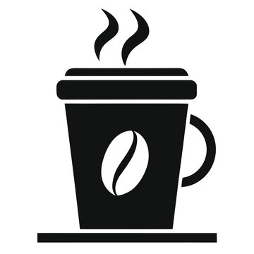 A simple black silhouette of a coffee cup representing a minimal cafe aesthetic