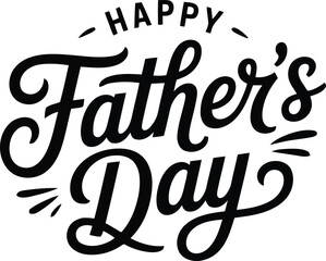 Obraz premium Stylish black hand lettered phrase Happy Fathers Day features elegant line flourishes on a white background