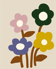 Whimsical Hand Drawn Flower Bunch