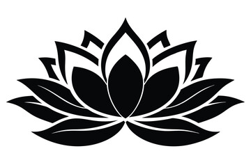 Fototapeta premium Lotus Flower Outline Silhouette Illustration for Mindfulness Exercise Materials and Yoga Studio Decor