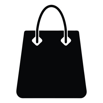 A simple black silhouette of a shopping bag representing ecommerce and retail
