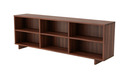 Wooden bookcase with multiple shelves