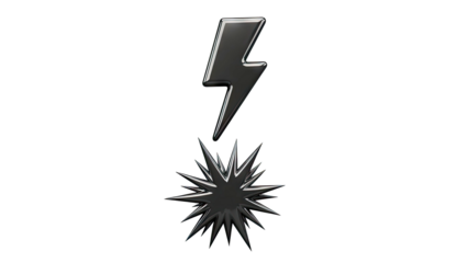 Black Lightning Bolt and Starburst Icon