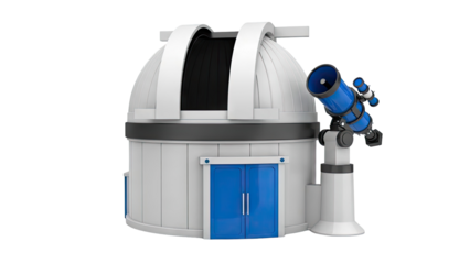 Cartoon Observatory with Telescope