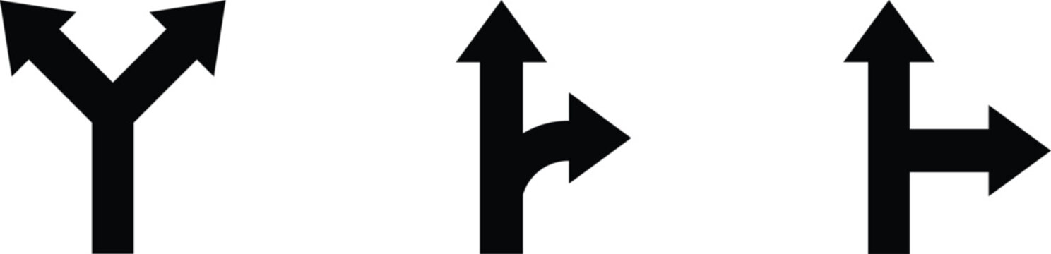 Solid Split Direction Arrow Icons for Navigation Choices
