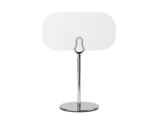 Modern chrome table lamp with oval shade isolated on transparent background