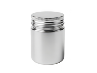 Silver metal storage jar isolated on transparent background