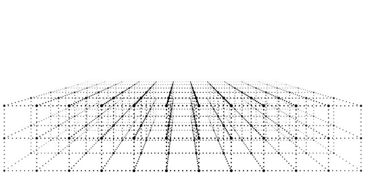 Abstract technology background with binary code digital tunnel. Concept of big data, artificial intelligence, cyberspace, and digital transformation vector background with perspective and copy space.