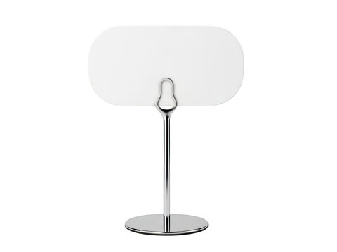 Modern chrome table lamp with oval shade isolated on transparent background