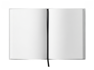 Open book with blank pages isolated on transparent background